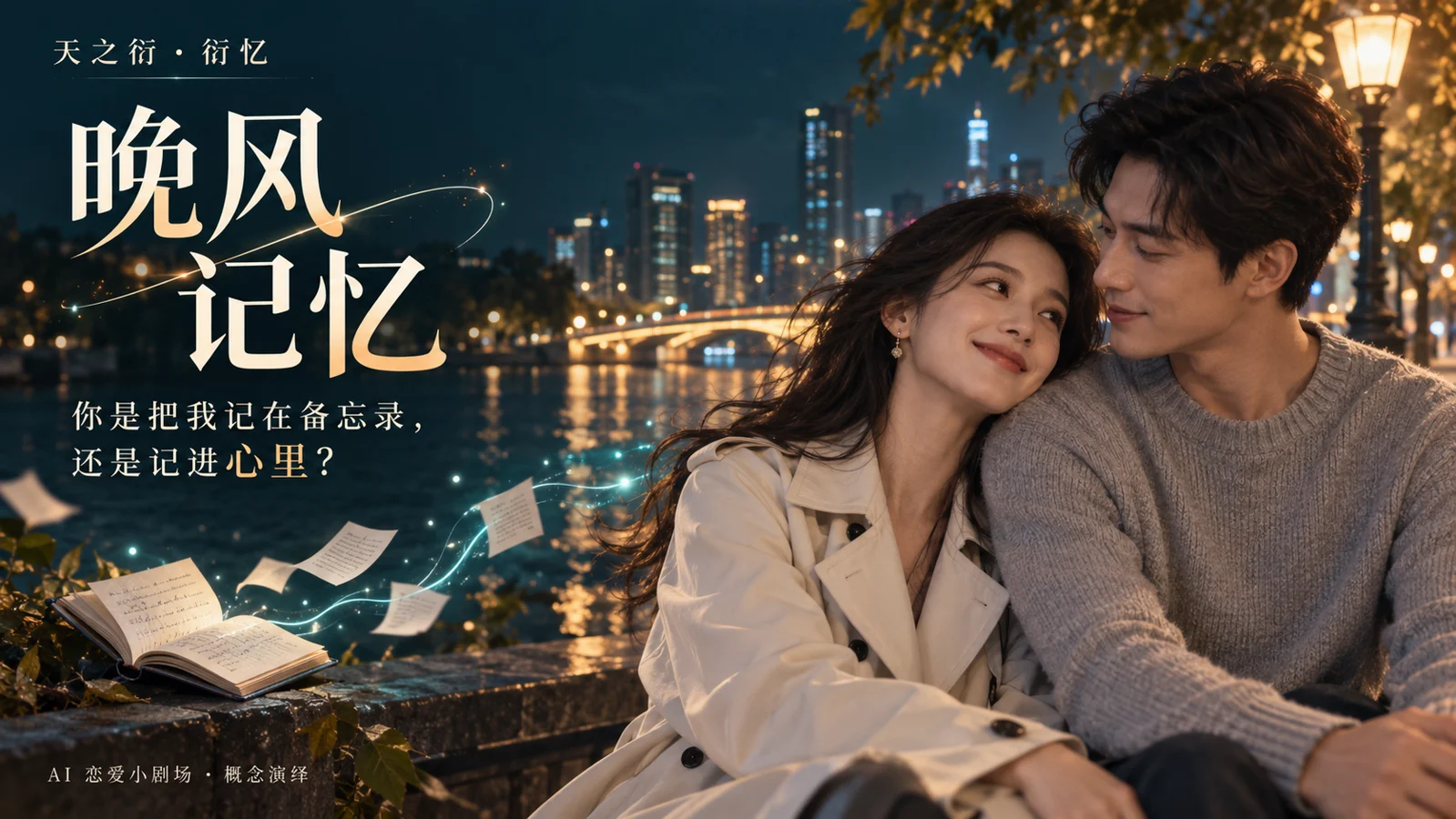 晚风记忆：河畔晚风中的两个人。你是把我记在备忘录，还是记进心里？